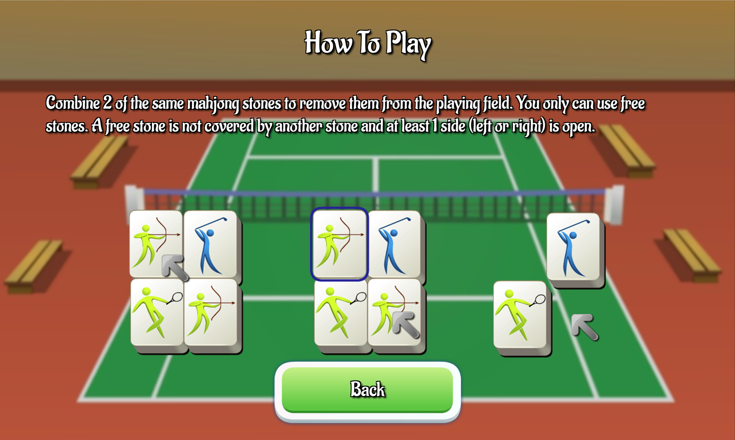 Sports Mahjong Game How to Play Screen Screenshot.