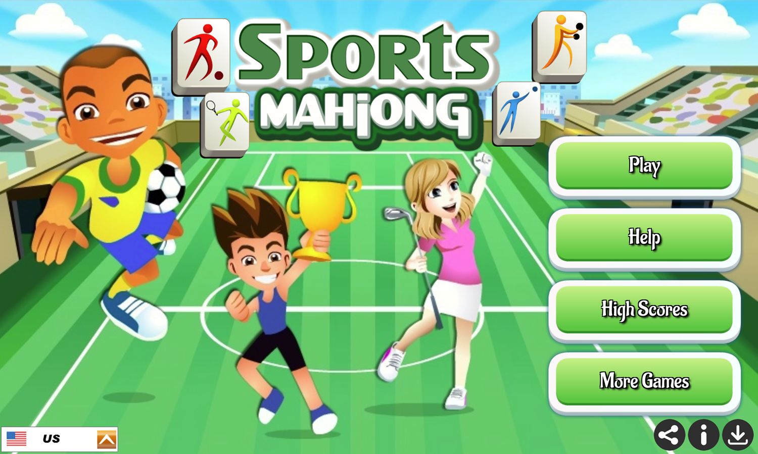 Sports Mahjong Game Welcome Screen Screenshot.