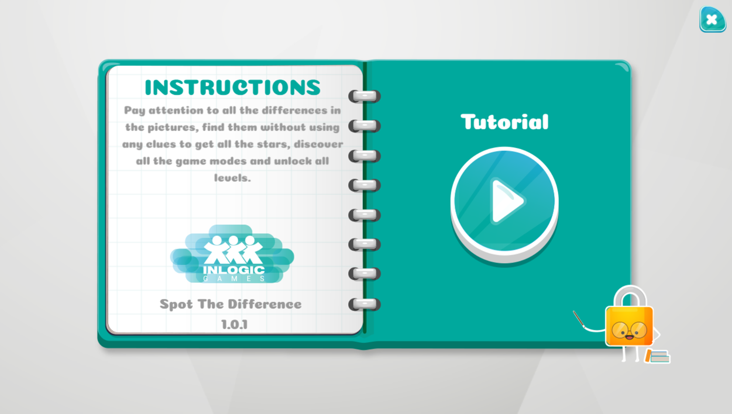 Spot the Difference Game Instructions Screenshot.