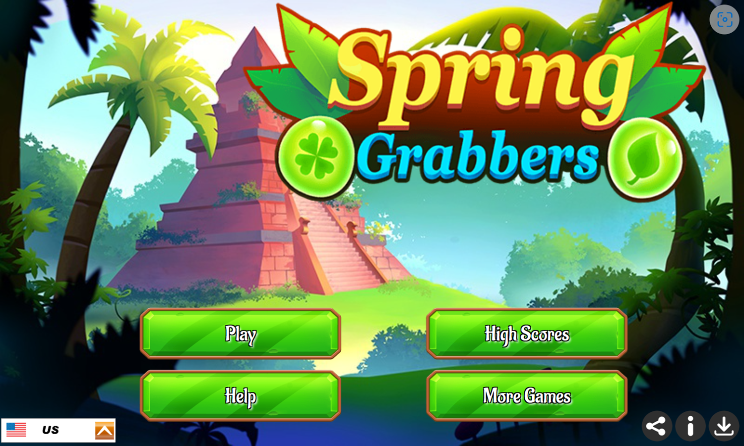 Spring Grabbers Game Welcome Screen Screenshot.