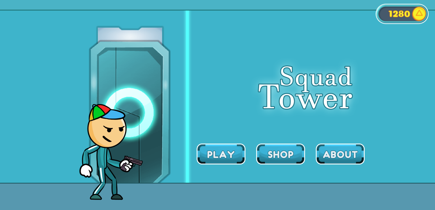 Squad Tower Game Welcome Screen Screenshot.