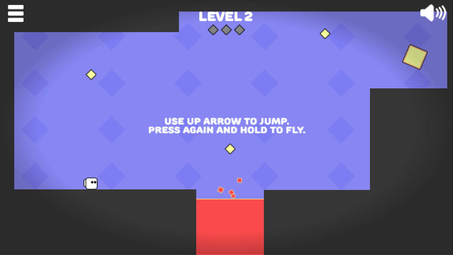 Square Jet Game Flying Instructions Screenshot.