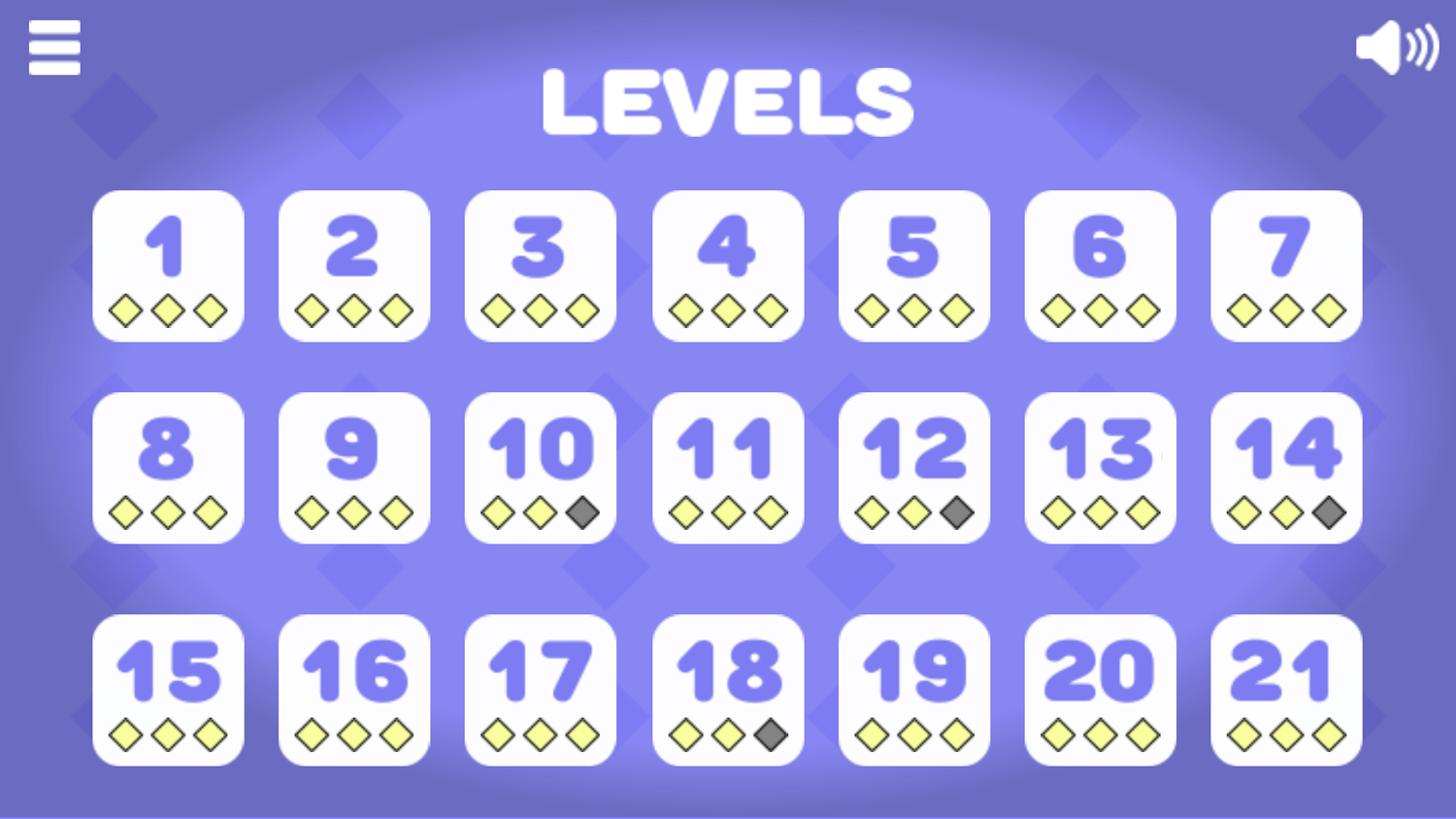 Square Jet Game Level Select Screen Screenshot.