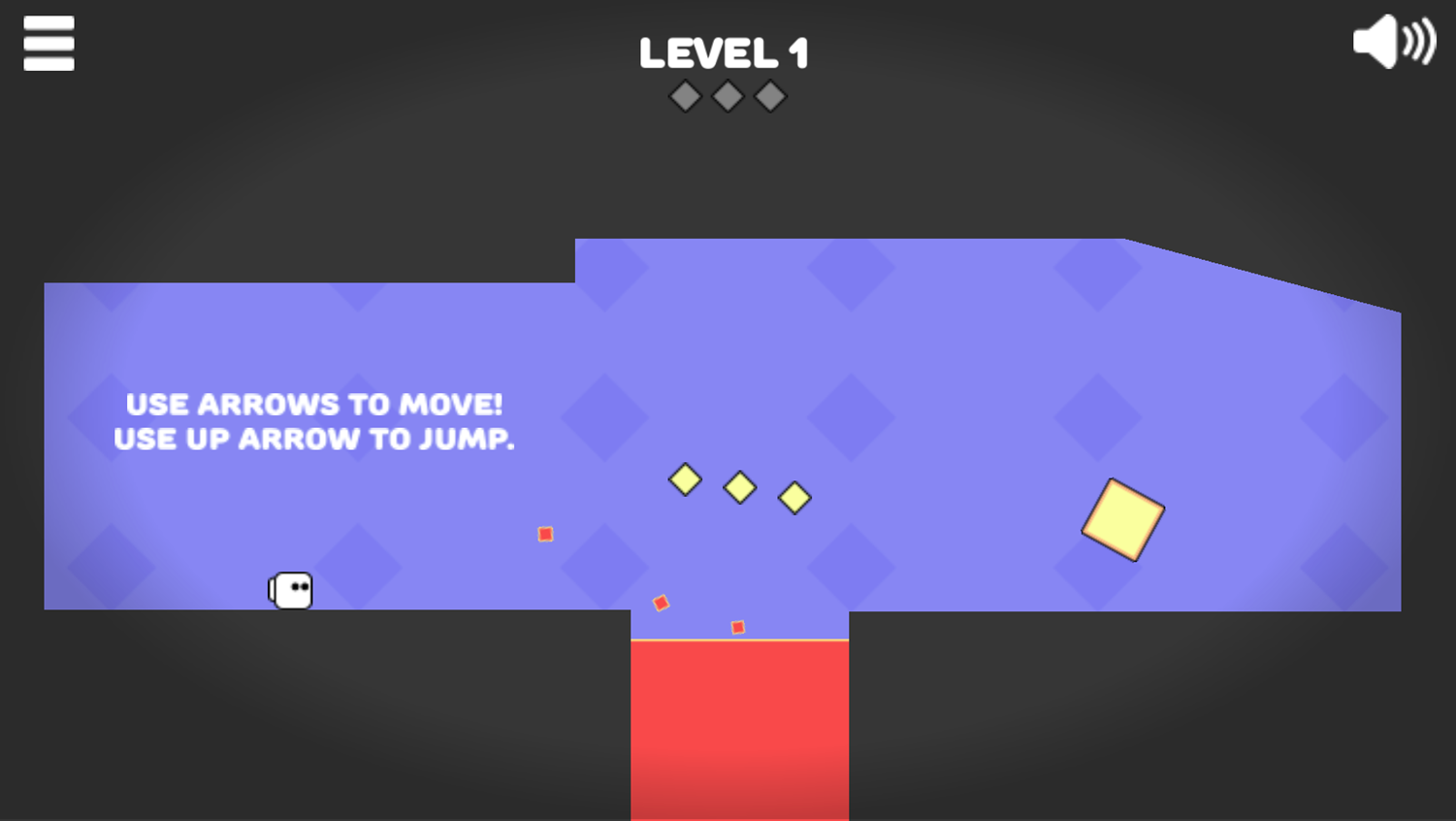 Square Jet Game Movement Instructions Screenshot.