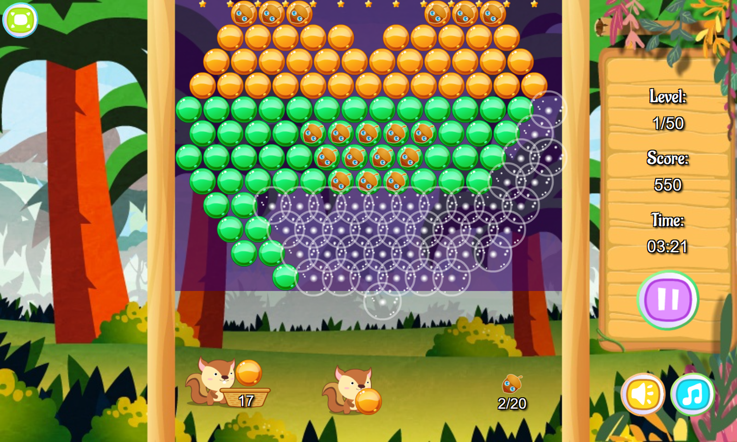 Squirrel Bubble Shooter Game Play Screenshot.