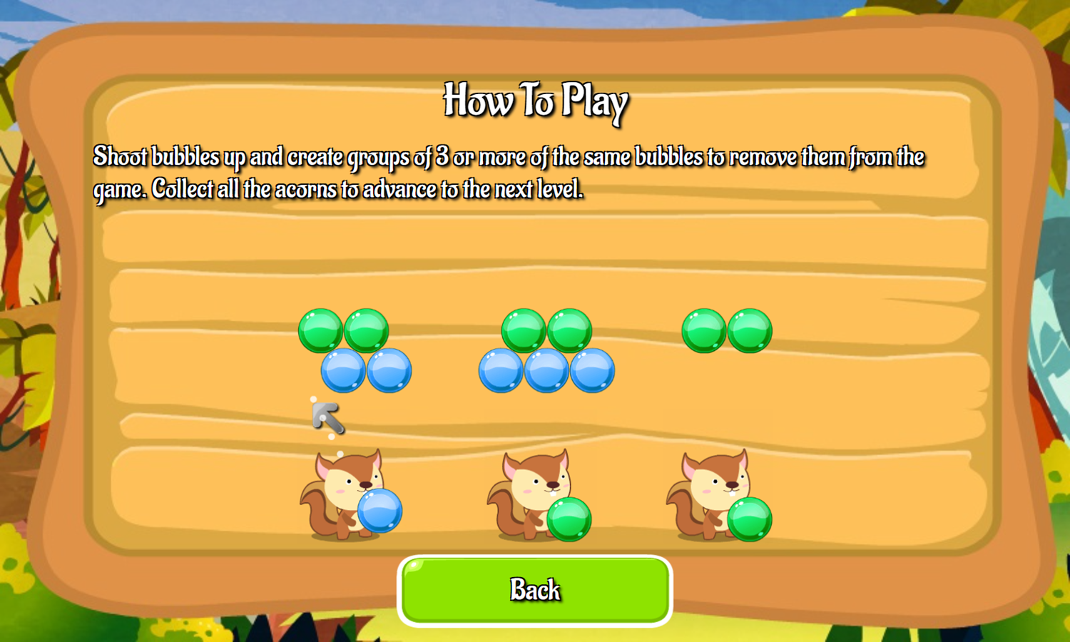 Squirrel Bubble Shooter Game How To Play Screenshot.