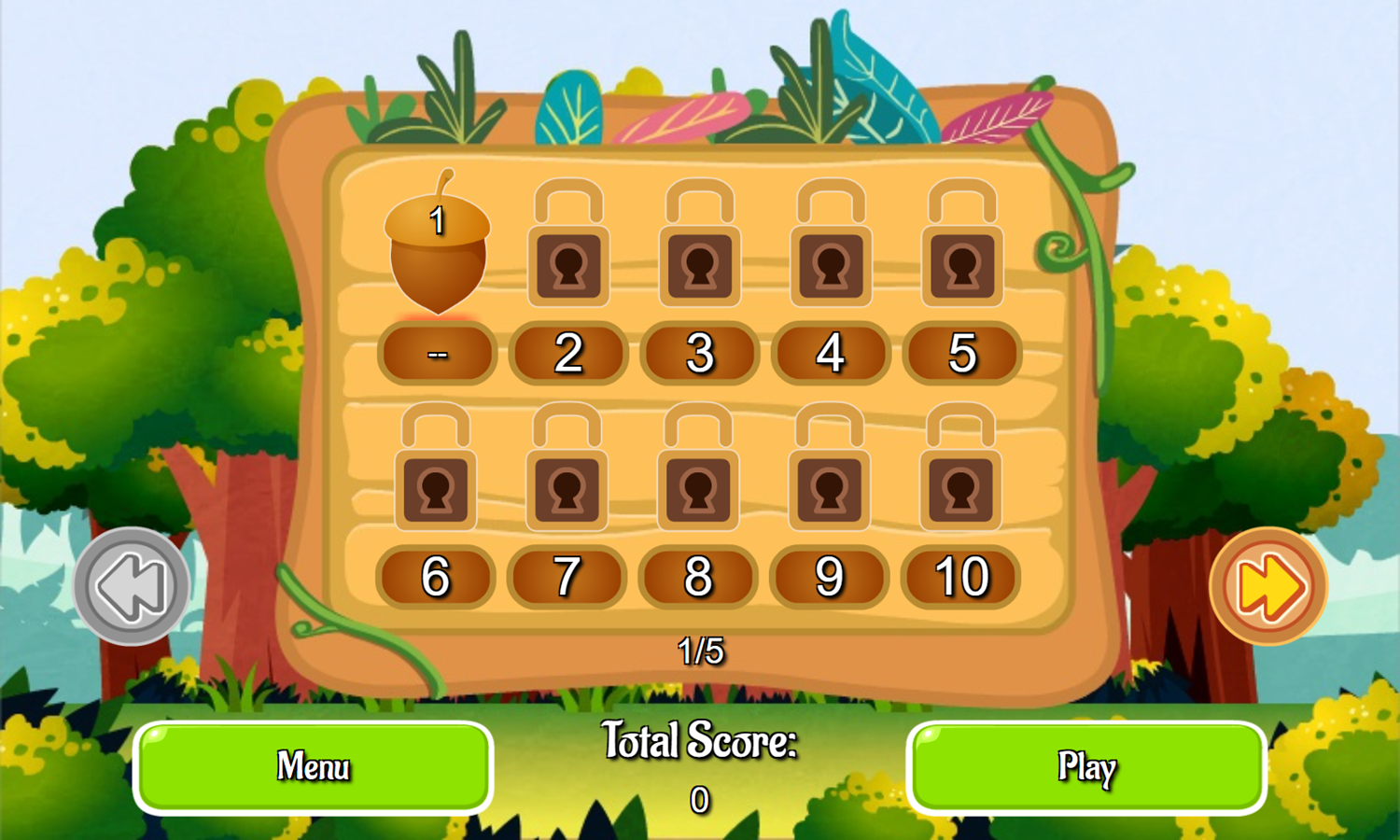 Squirrel Bubble Shooter Game Stage Select Screenshot.