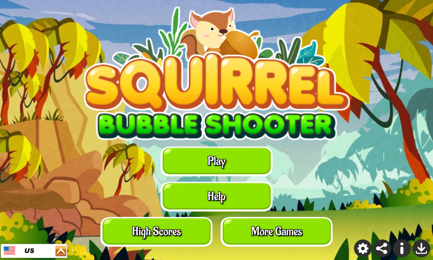 Squirrel Bubble Shooter Game Welcome Screen Screenshot.