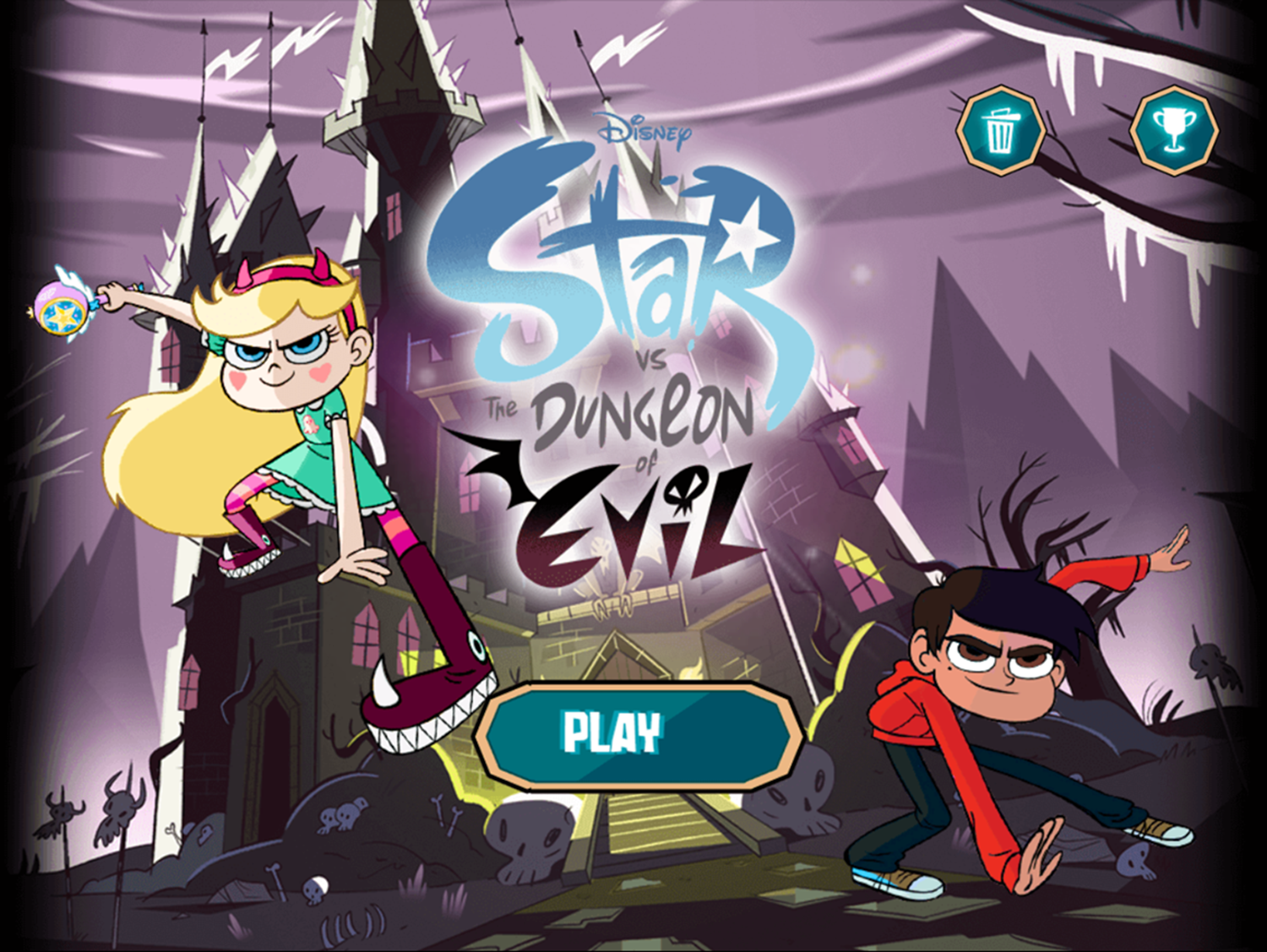 Star vs the Dungeon of Evil Game Welcome Screen Screenshot.