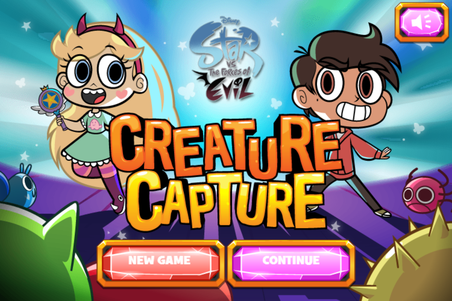 Star vs the Forces of Evil Creature Capture Game Welcome Screen Screenshot.