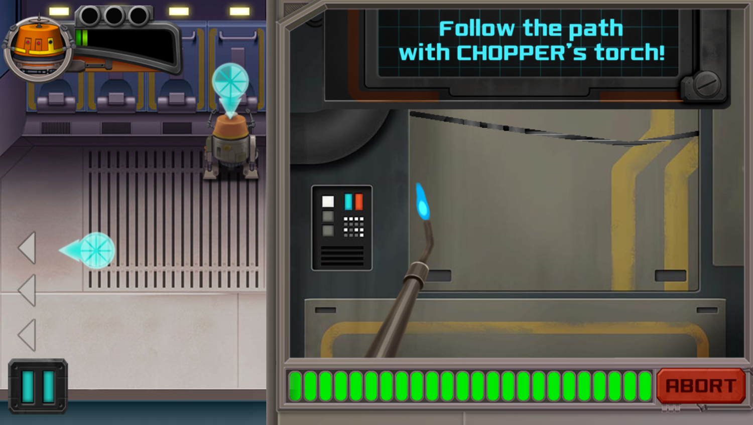 Star Wars Rebels Chopper Chase Game Chopper's Torch How To Play Screenshot.