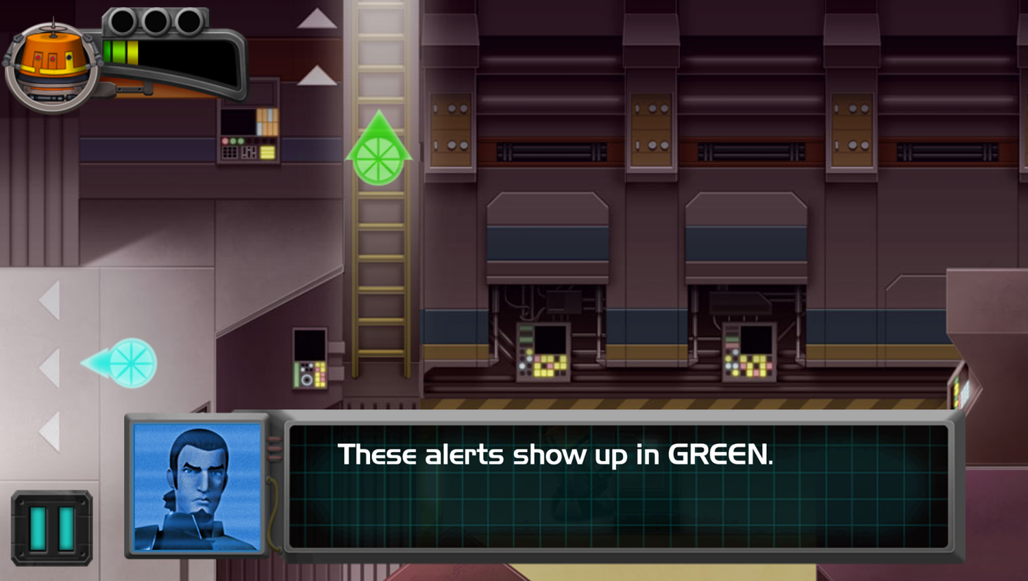 Star Wars Rebels Chopper Chase Game Green Tips Instructions Screenshot.