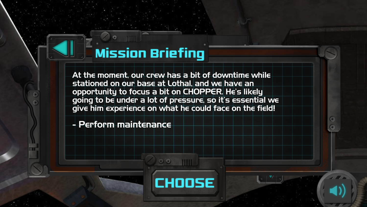 Star Wars Rebels Chopper Chase Game Mission Briefing Screenshot.