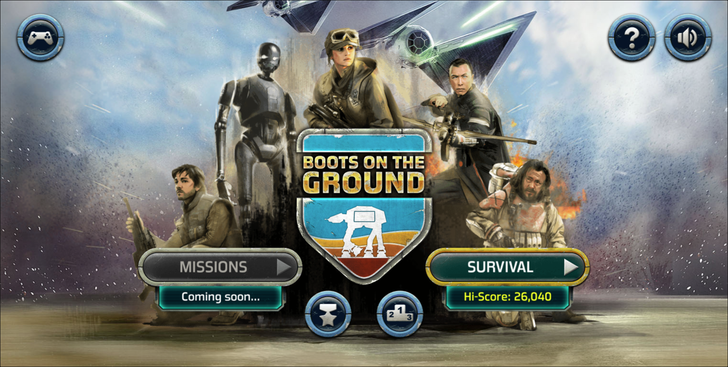 Star Wars Rogue One Boots on the Ground Welcome Screen Screenshot.