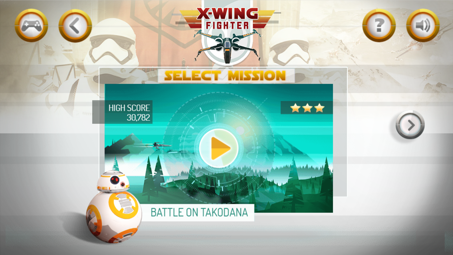 Star Wars X Wing Fighter Level Select Screenshot.