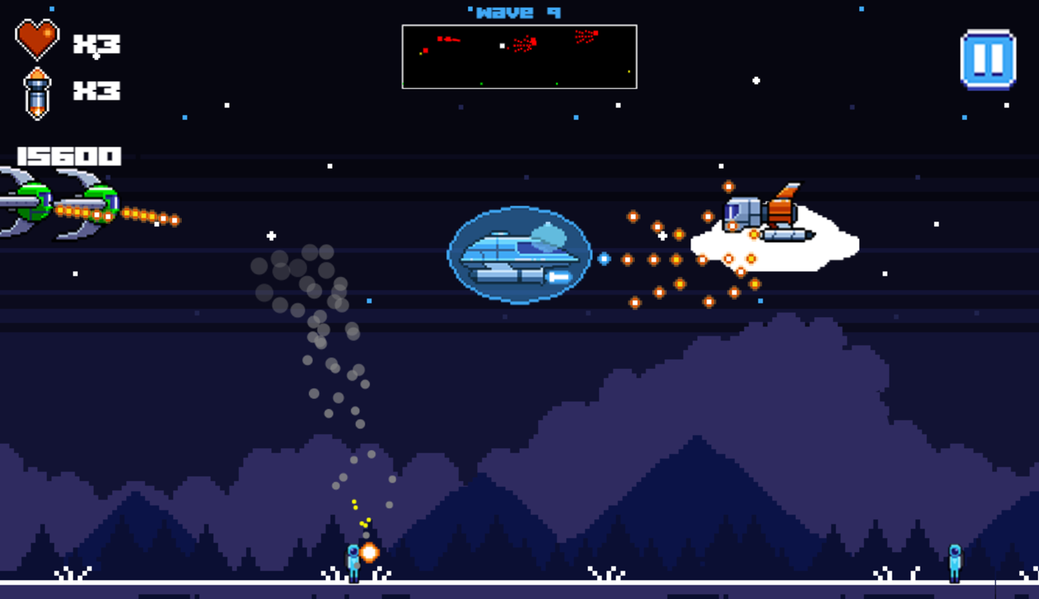 Starship Defender Game Play Screenshot.