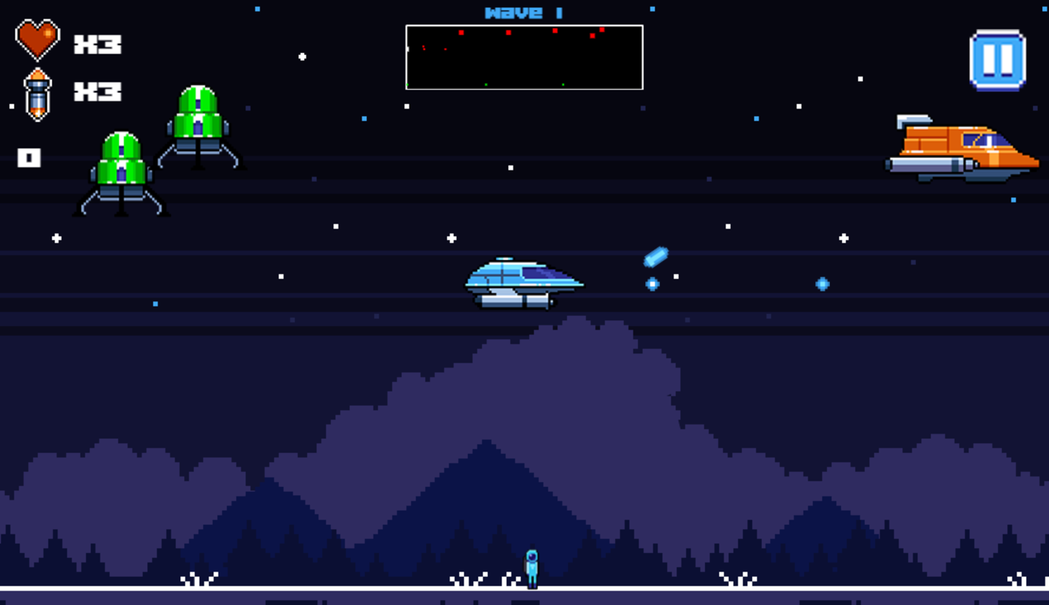 Starship Defender Game Start Screenshot.