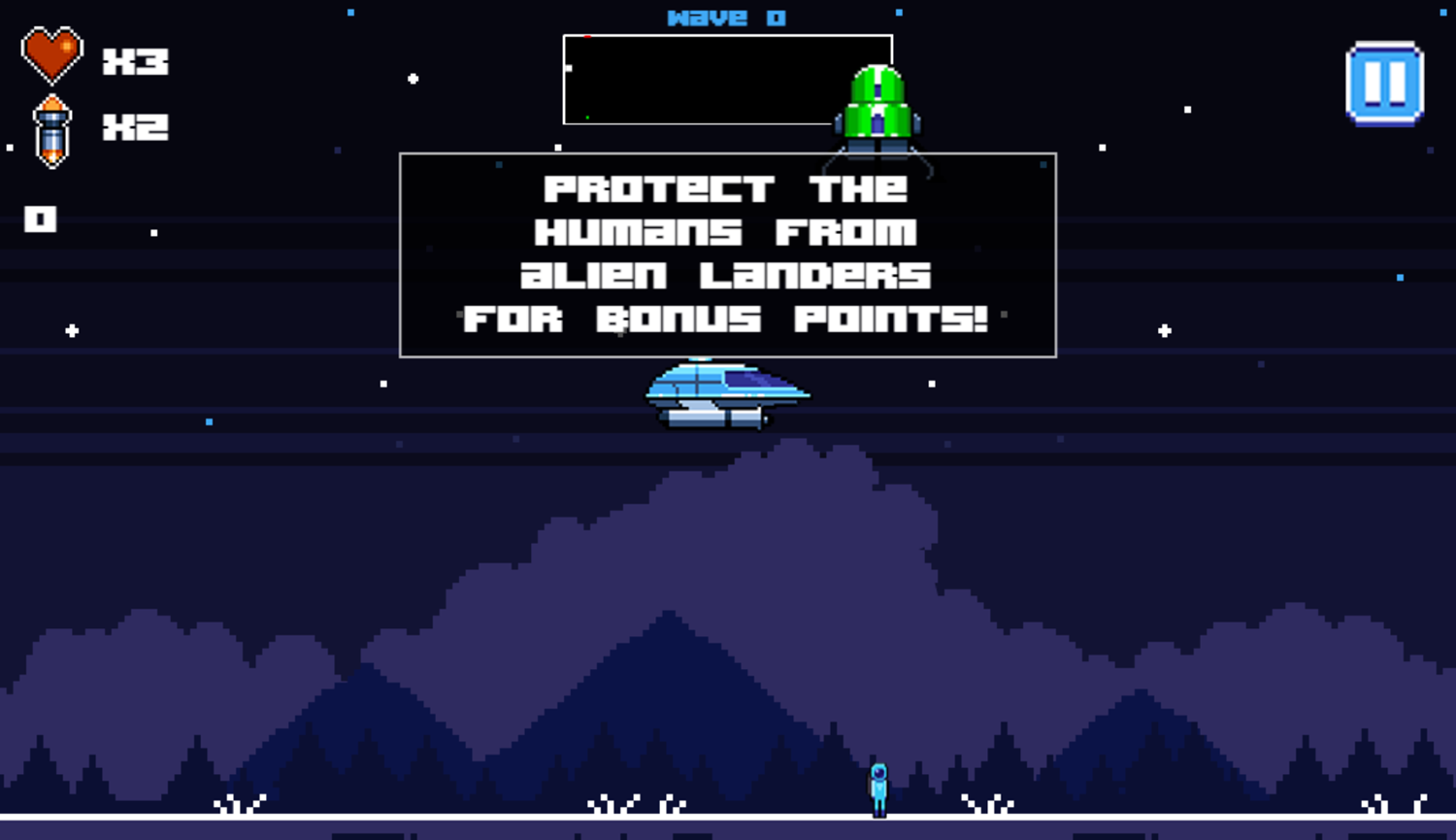 Starship Defender Game Instructions Screenshot.