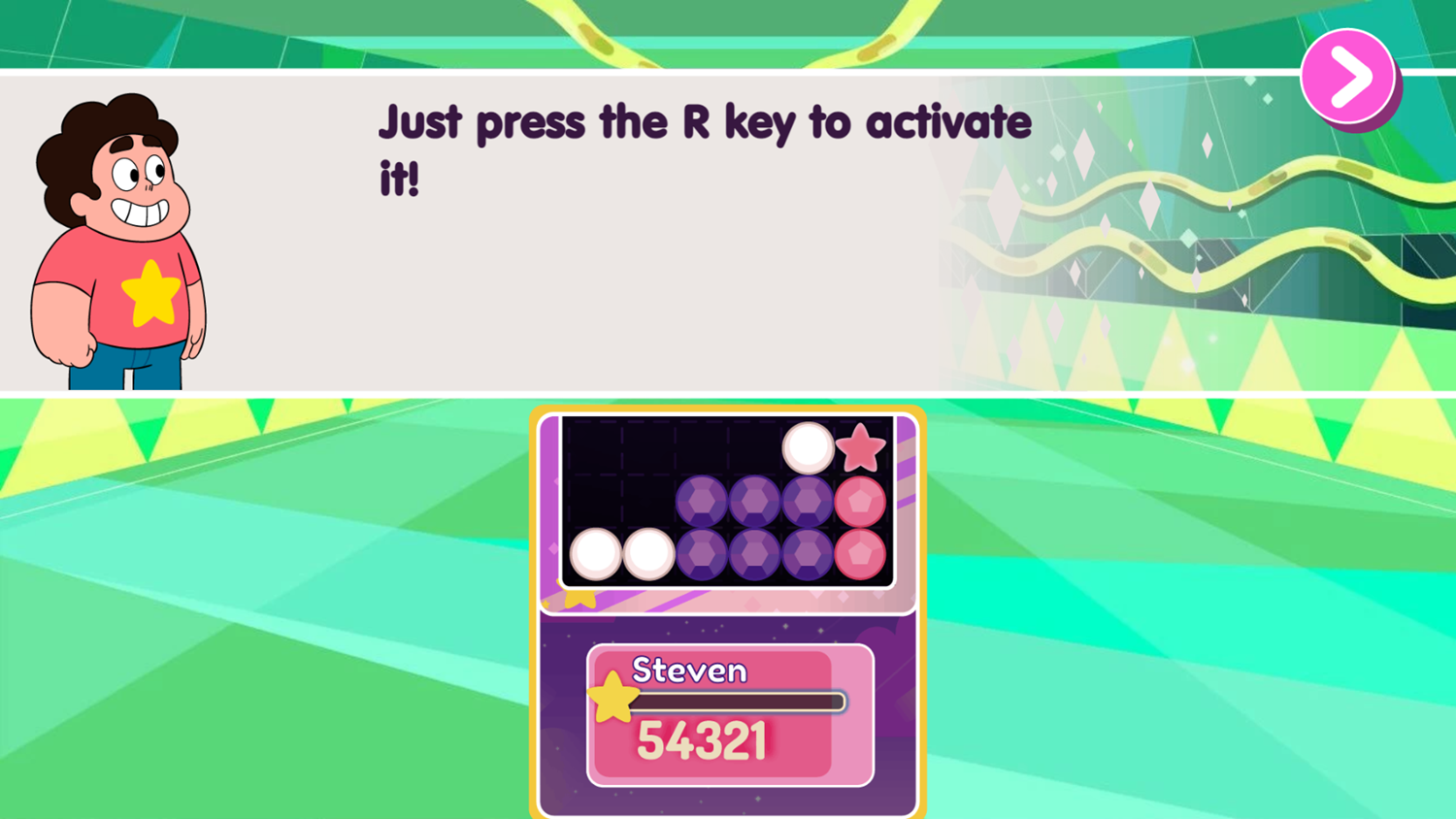 Steven Universe Gem Combat Game How To Use Power Gem Screenshot.