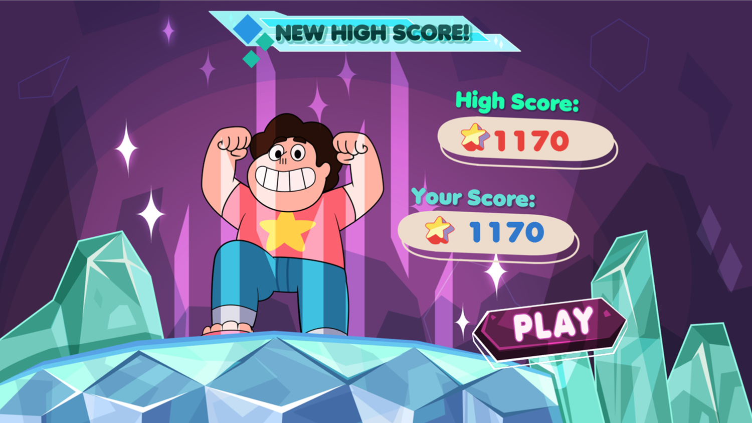 Steven Universe Let's Bubble it Steven Game Over Screenshot.