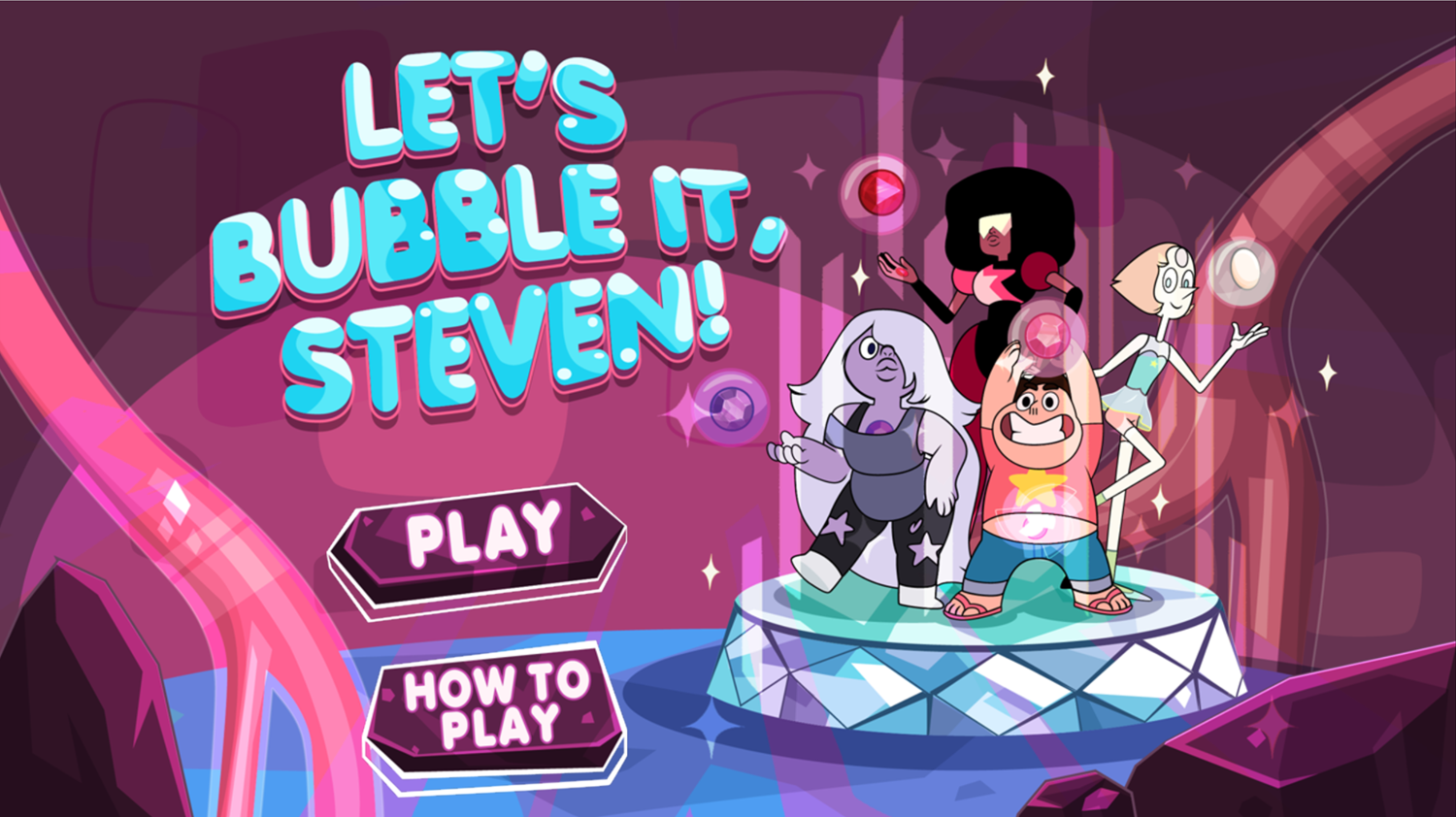 Steven Universe Let's Bubble it Steven Game Welcome Screen Screenshot.