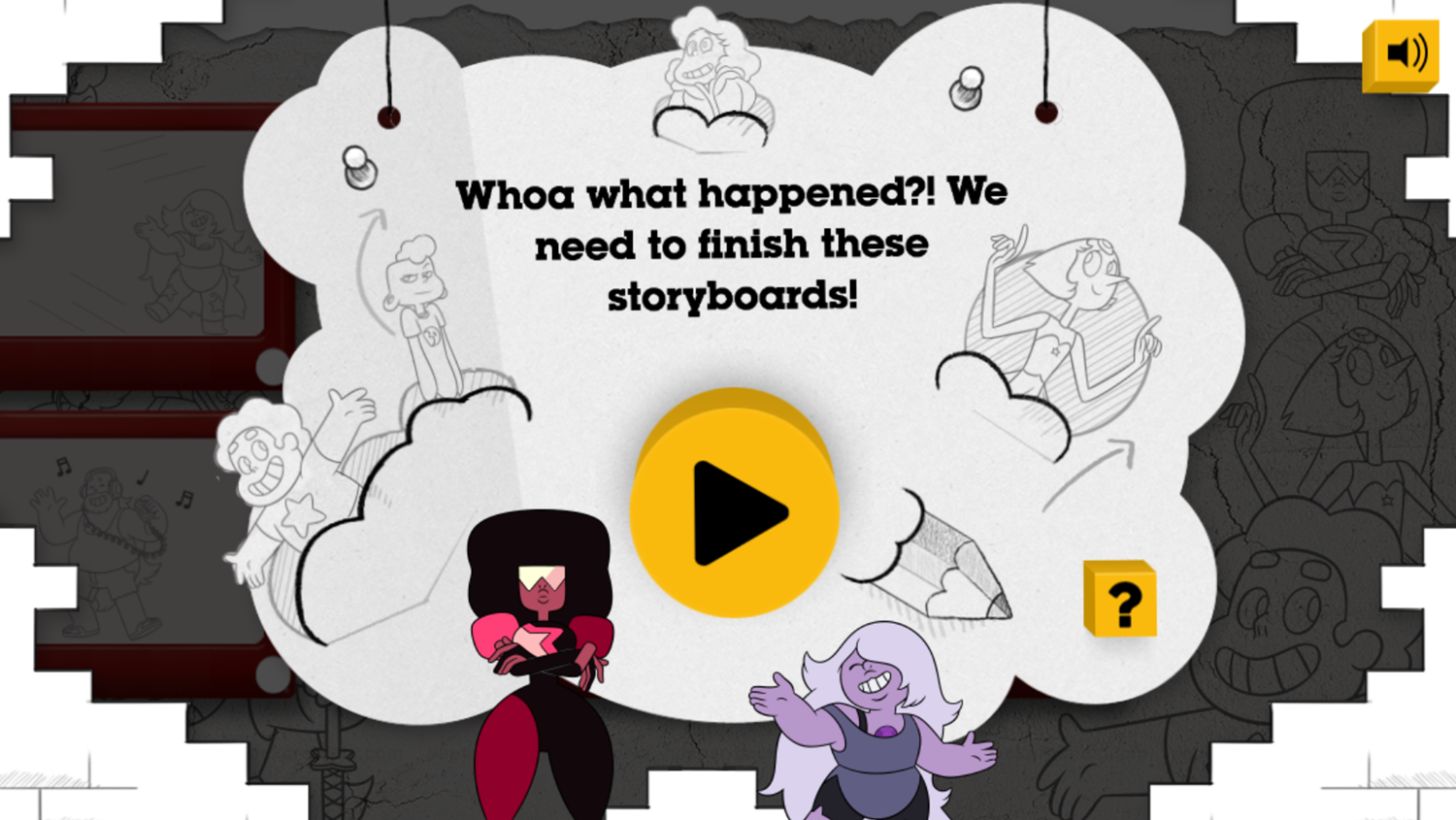 Steven Universe Storyboard Game Welcome Screen Screenshot.