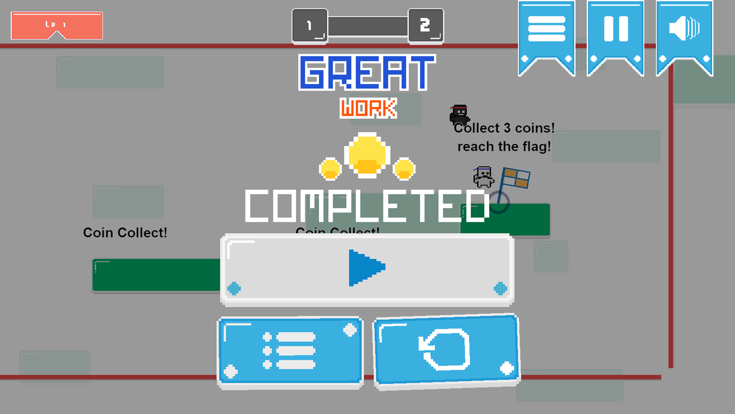 Stickjet Parkour Game Level Complete Screen Screenshot.