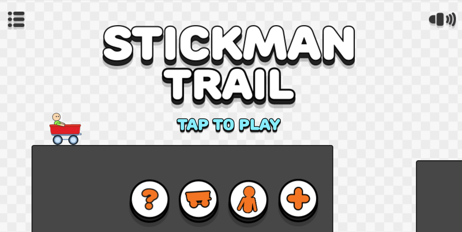 Stickman Trail Game Welcome Screen Screenshot.
