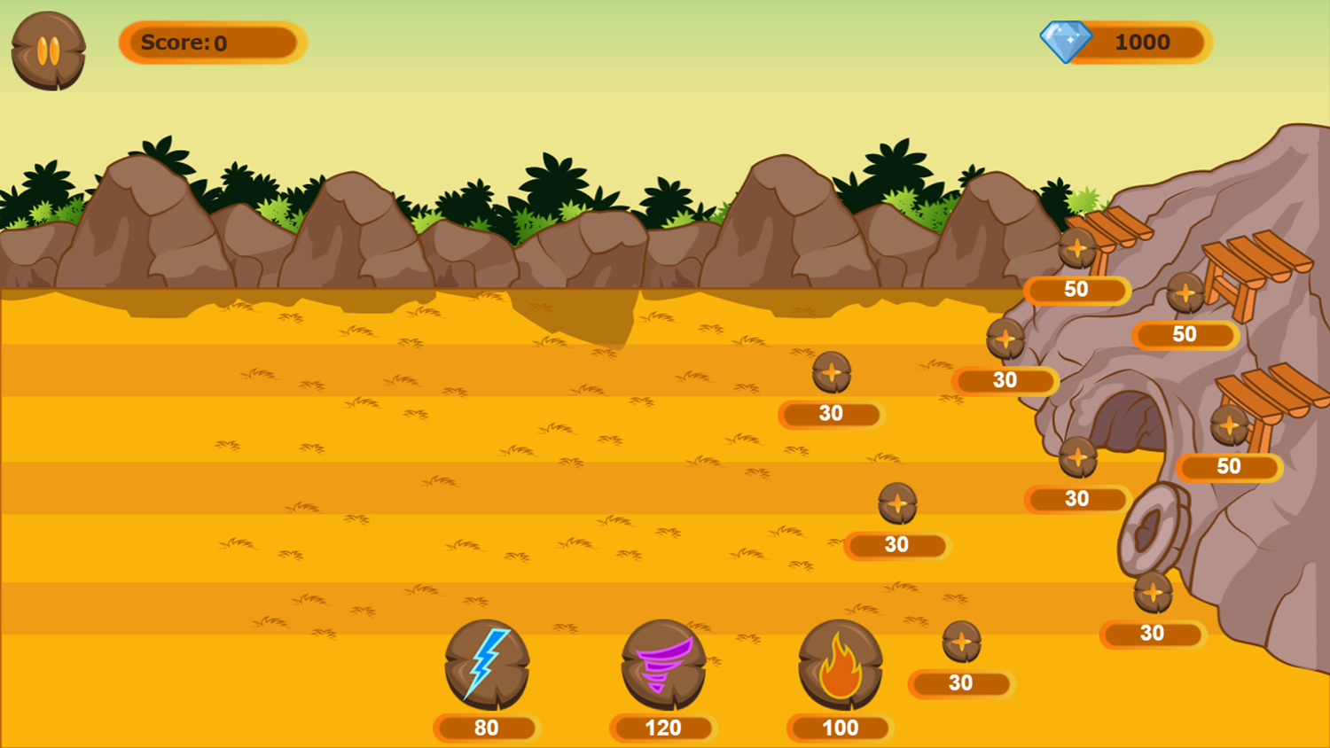 Stone Age Defender Game Start Screenshot.