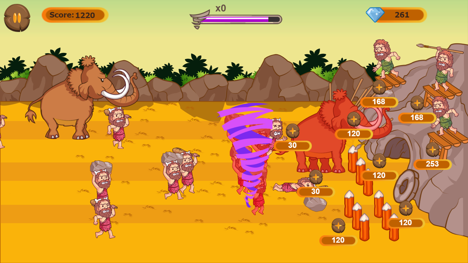 Stone Age Defender Game Power Up Screenshot.