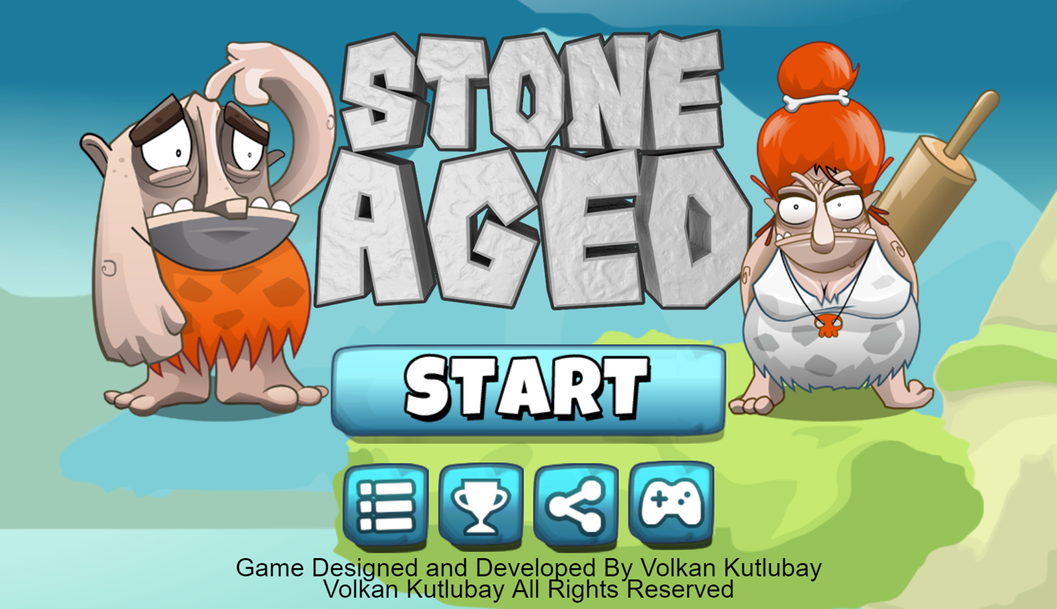 Stone Aged Game Welcome Screen Screenshot.