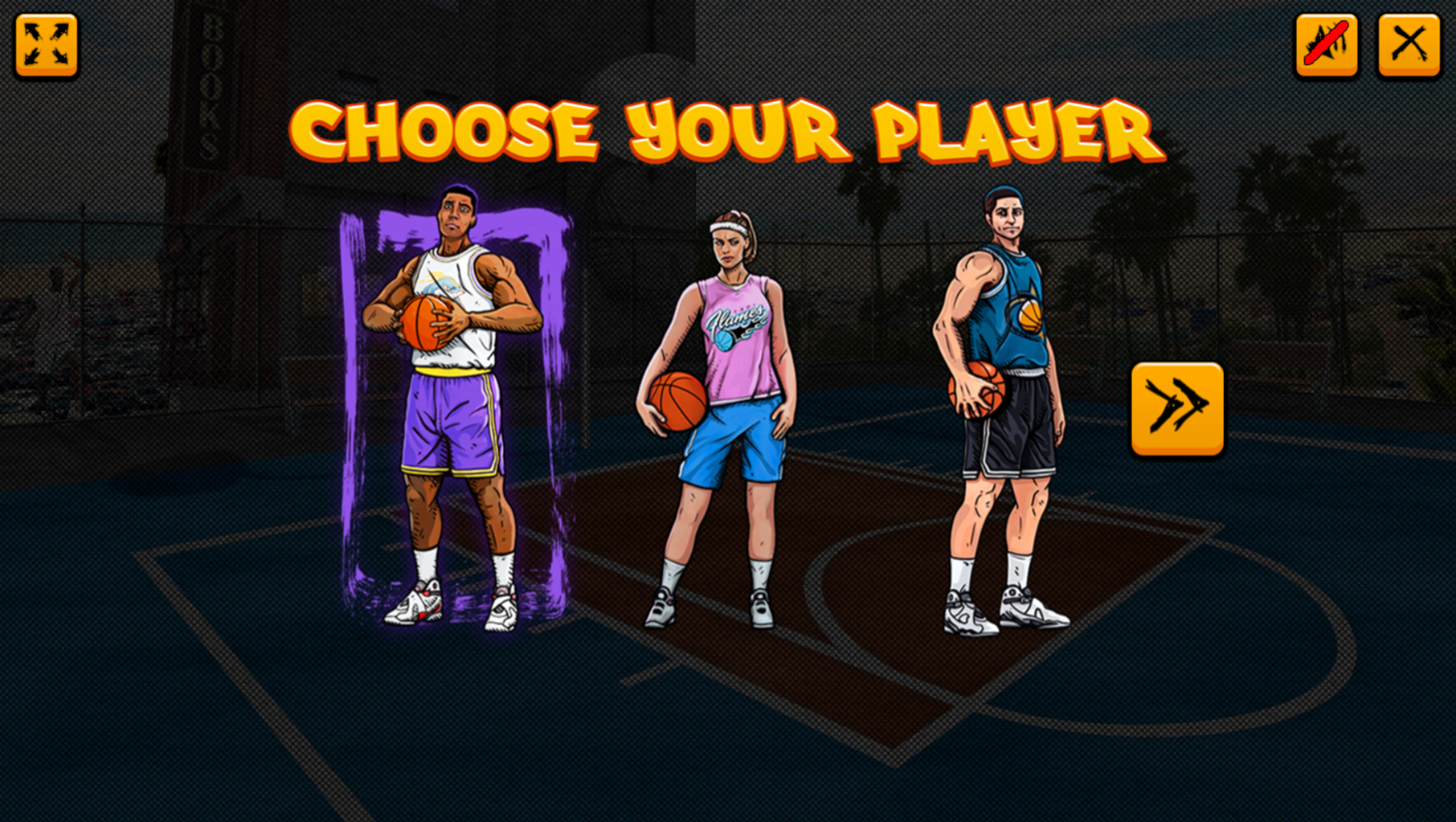 Street Basketball Game Choose Player Screenshot.