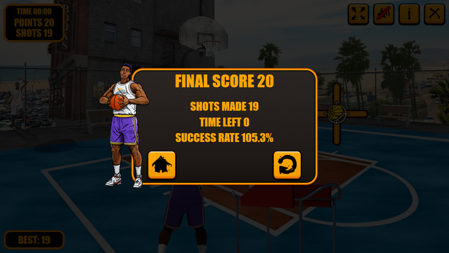 Street Basketball Game Final Score Screenshot.