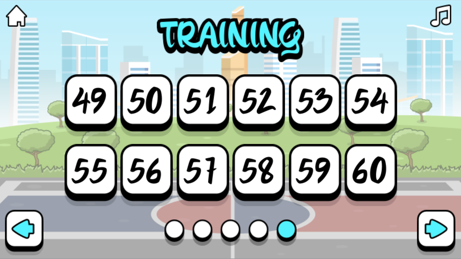 Street Dunk Game Training Level Select Screen Screenshot.