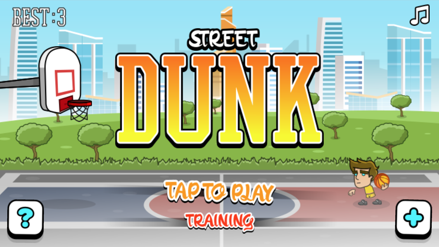 Street Dunk Game Welcome Screen Screenshot.