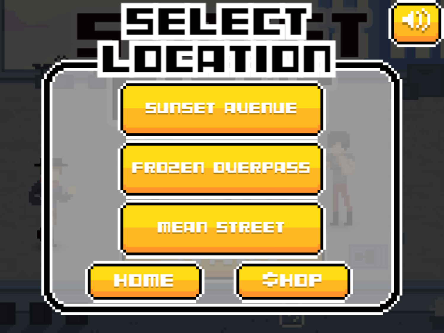 Street Fight Game Select Location Screen Screenshot.