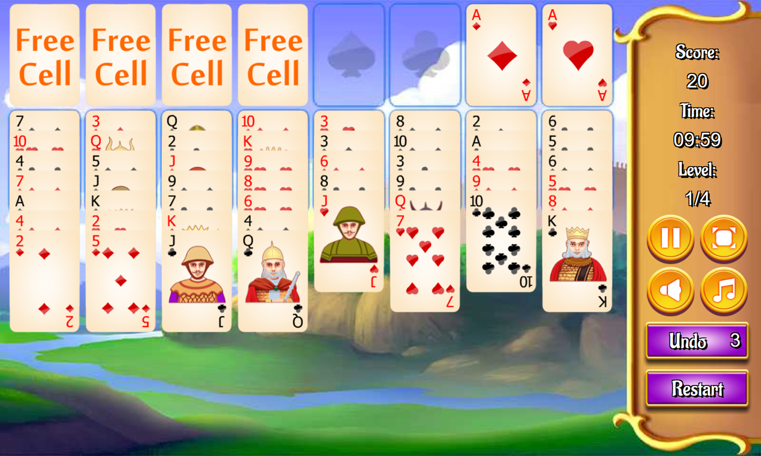 Stronghold Solitaire Game Start Screenshot.
