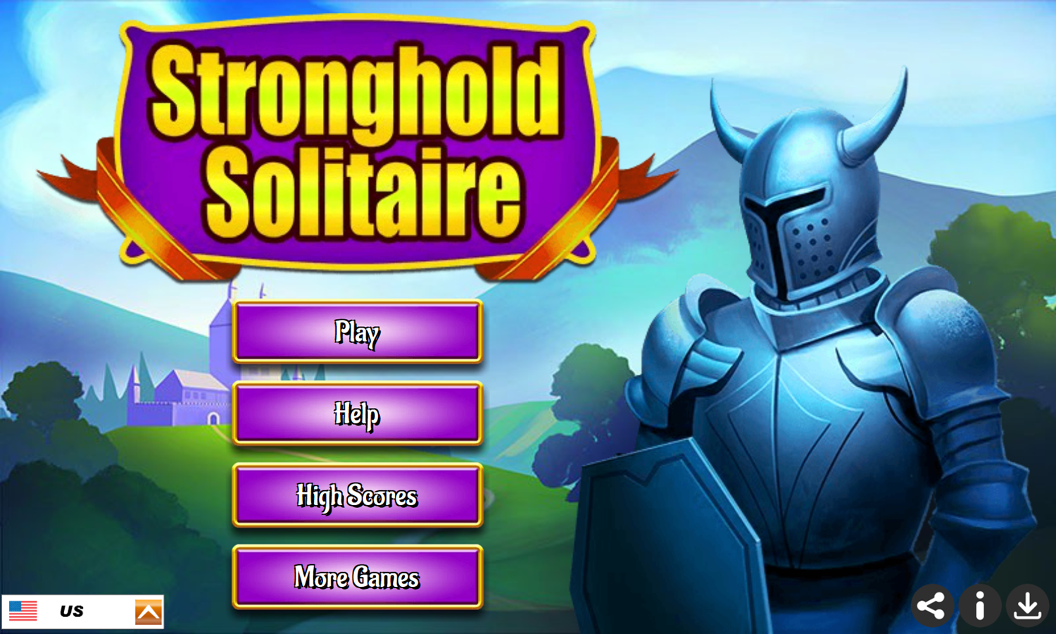 Stronghold Solitaire Game Welcome Screen Screenshot.