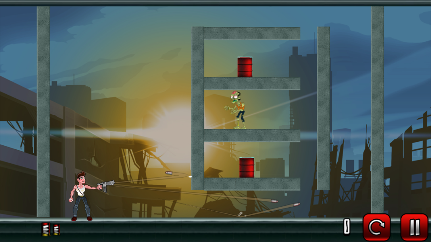 Stupid Zombies 2 Game Machine Gun Level Screenshot.