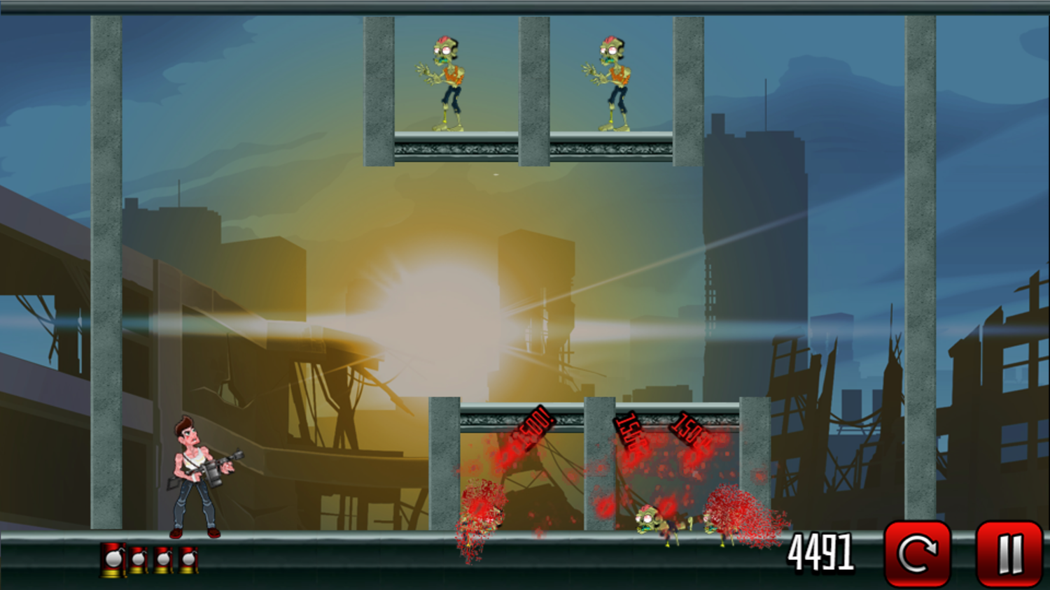 Stupid Zombies 2 Game Rocket Explosion Screenshot.
