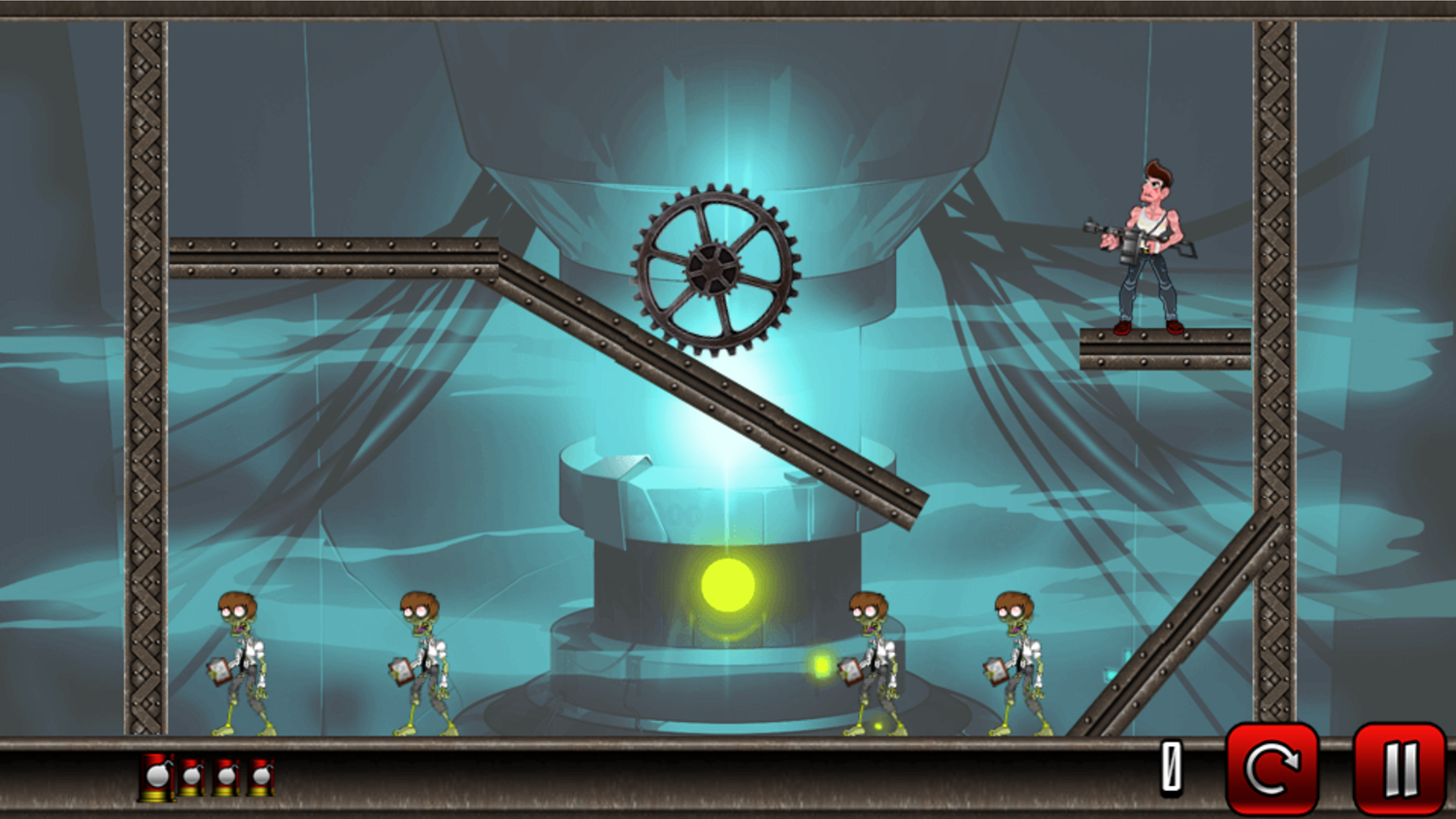 Stupid Zombies 2 Game Rolling Wheel Level Screenshot.