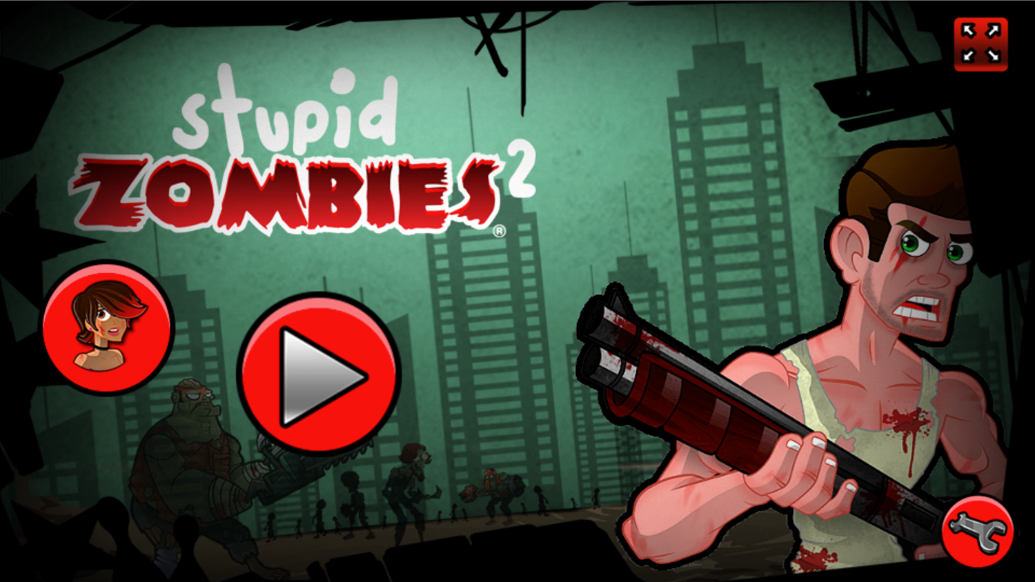 Stupid Zombies 2 Game Welcome Screen Screenshot.