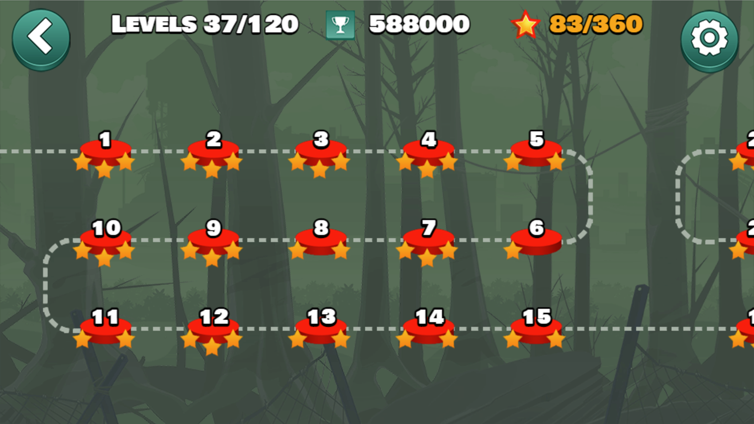 Stupid Zombies Game Level Select Screen Screenshot.