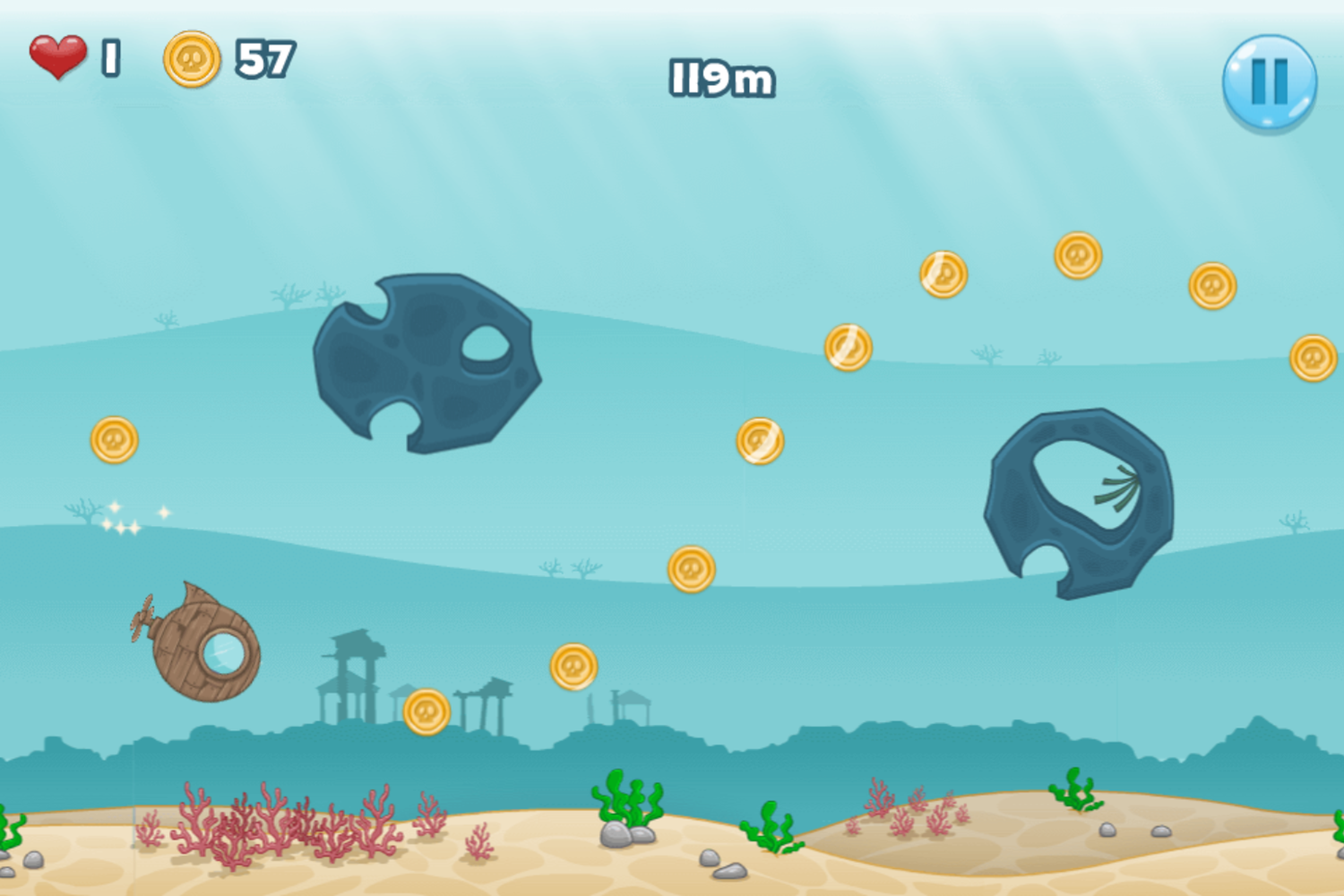 Submarine Dash Game Play Screenshot.