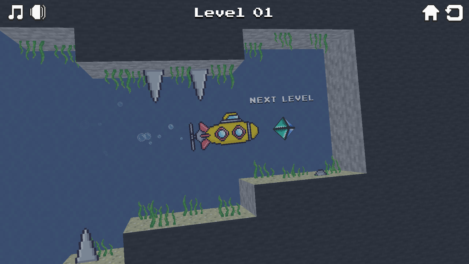 Submerged Escape Game Level End Gem Screenshot.
