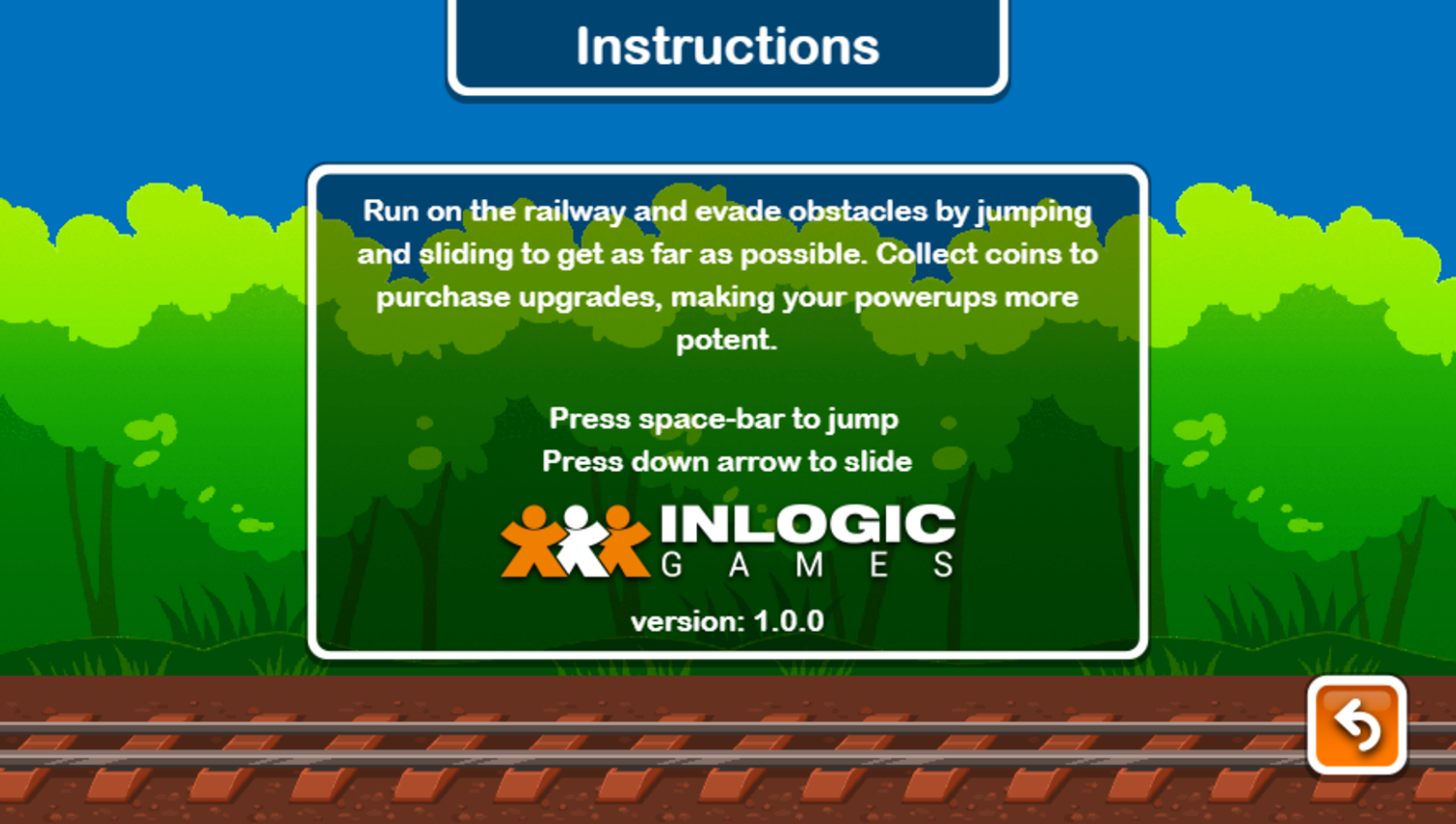 Subway Runner Game Instructions Screenshot.