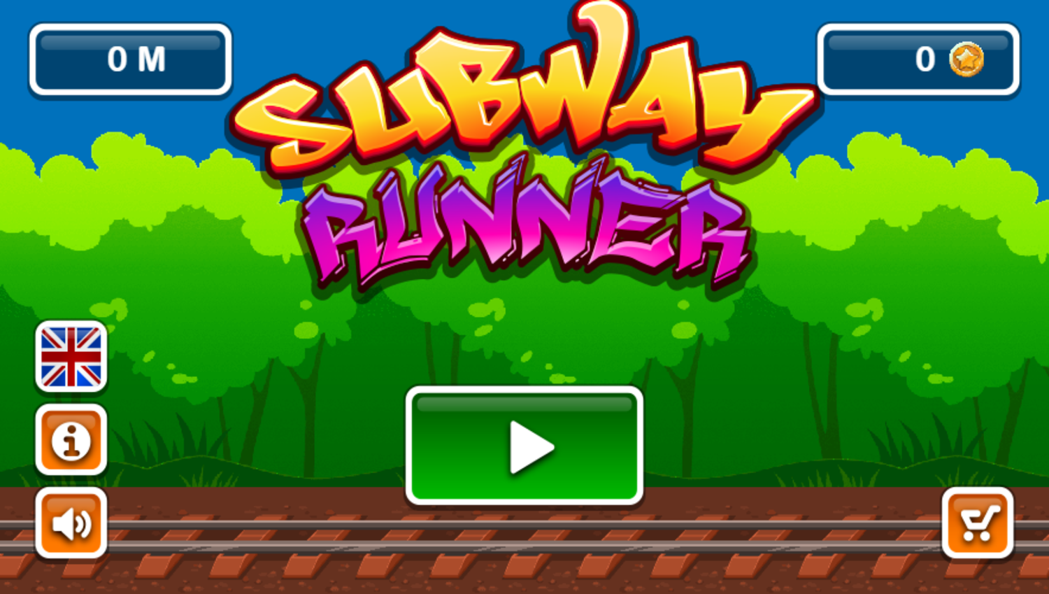 Subway Runner Game Welcome Screen Screenshot.