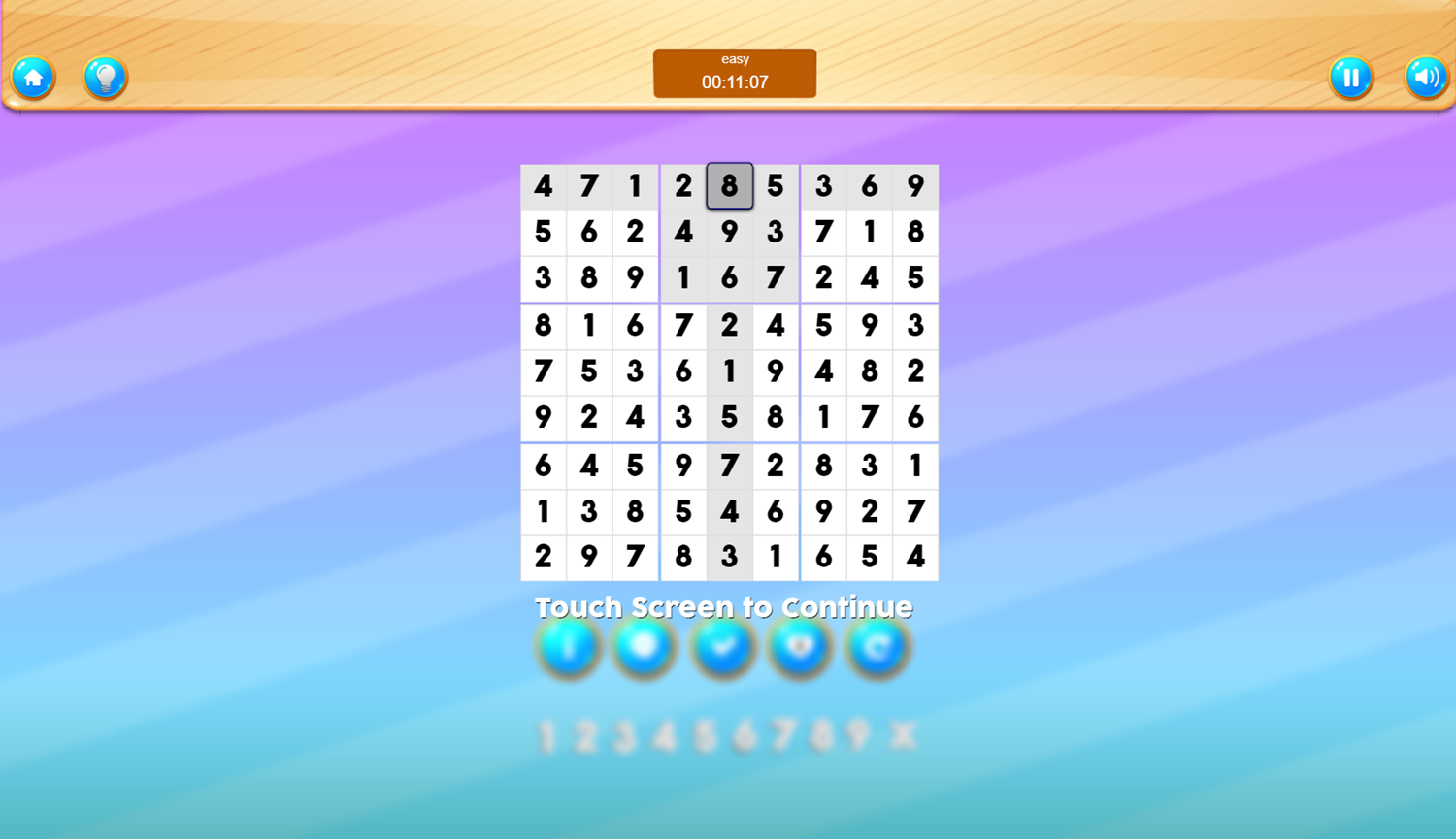 Sudoku Game Solved Screenshot.