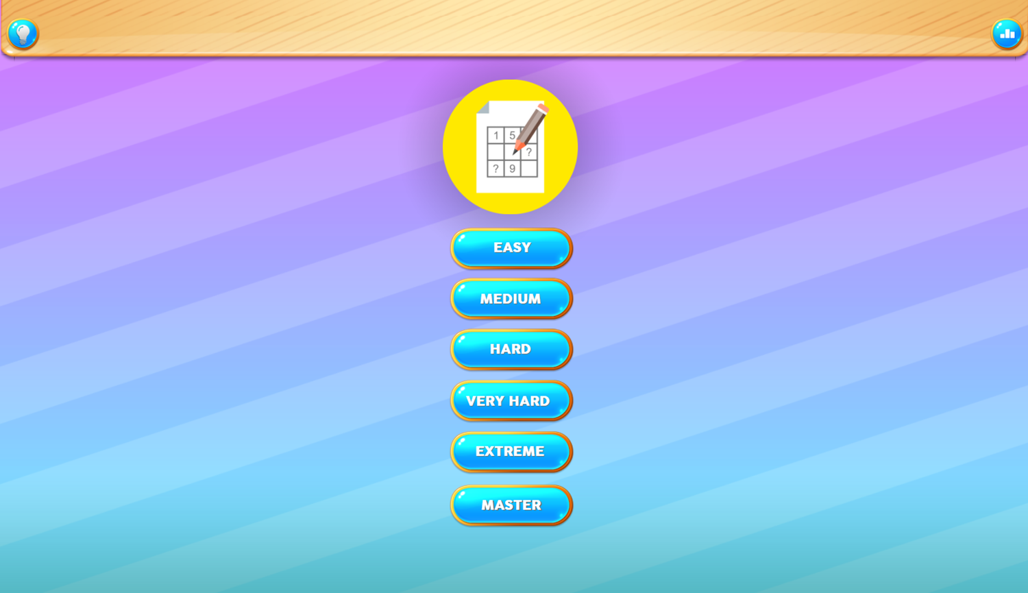 Sudoku Game Welcome Screen Screenshot.