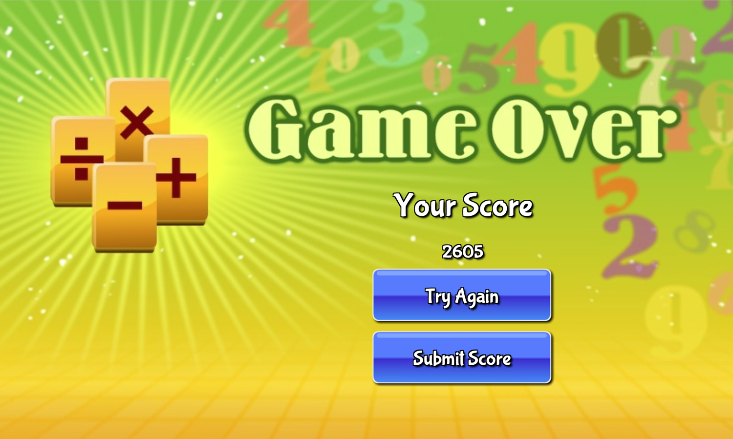 Sumjong Game Over Screen Screenshot.